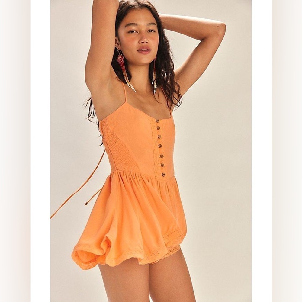 Free People Marley Romper Orange Large NWT